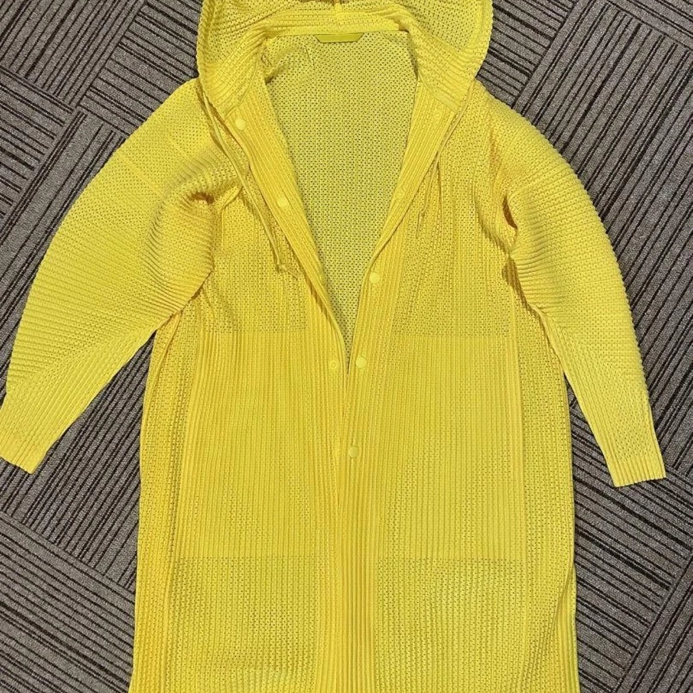 Issey Miyake Homme Plissé Yellow Mesh Cardigan
